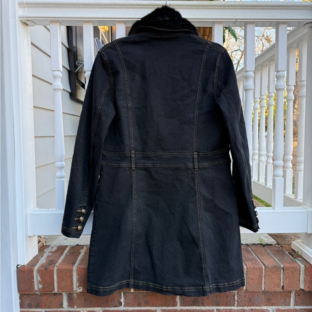 Vintage Diane Gilman DG Trucker Fur Collar Stretchy Jacket Dress Size Medium - Picture 6 of 7